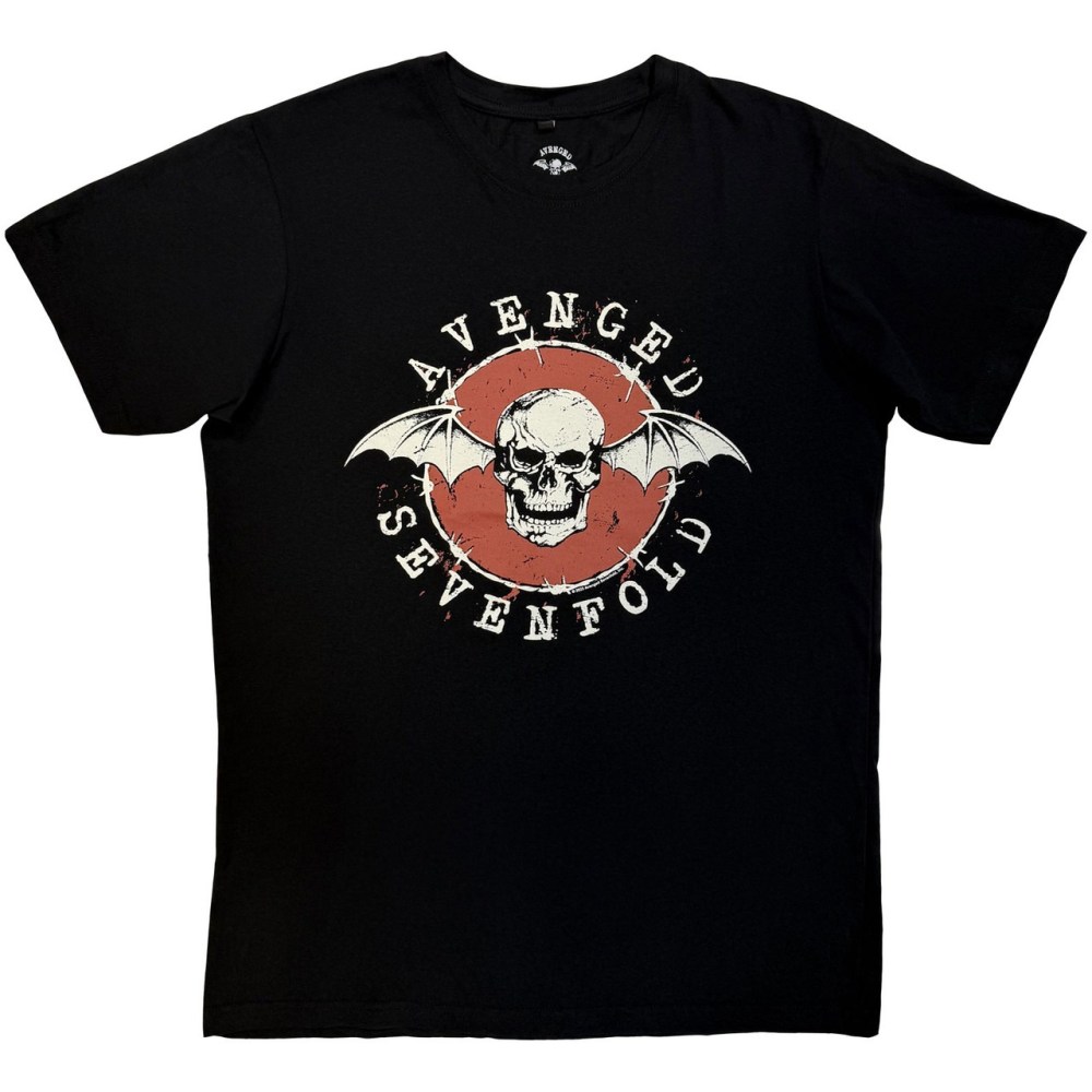 Avenged Sevenfold - Deathbat Red Circle Heren Tshirt - Zwart